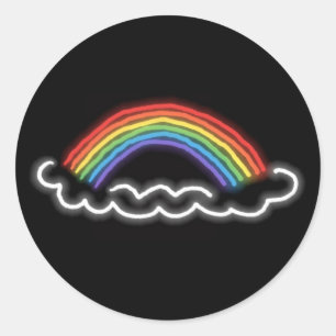 Neon Rainbows Round Stickers (Black)