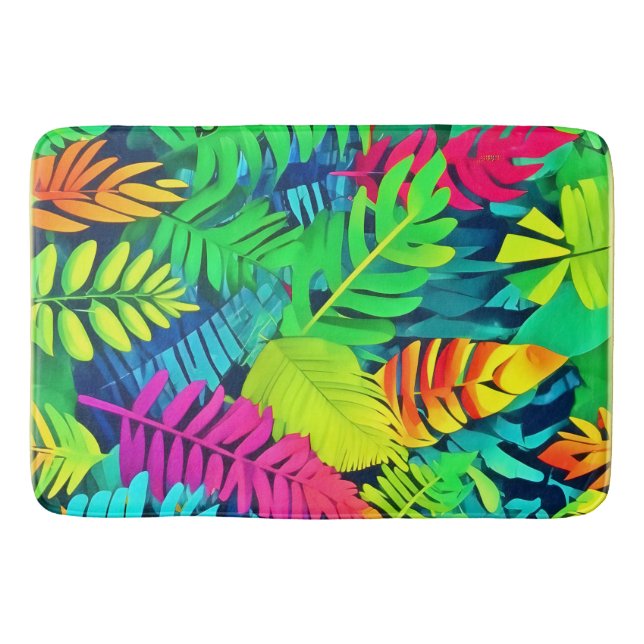 Neon Rainforest Fantasy Bath Mat (Front)