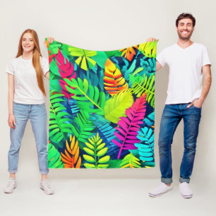 Neon Rainforest Fantasy Fleece Blanket