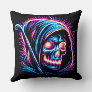 Neon Reaper Glow - Skull Cushion