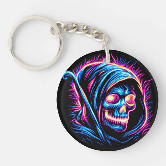 Neon Reaper Glow - Skull Key Ring (Front)
