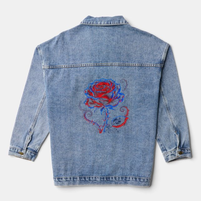 Neon Red Blue Rose Glow Jacket (Back)