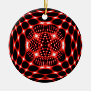 Neon red glob fractal ceramic tree decoration
