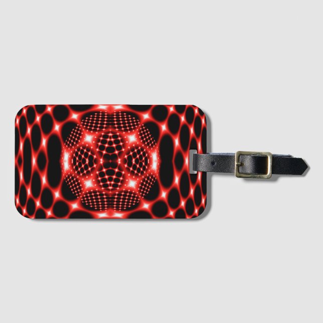 Neon red glob fractal luggage tag (Front Horizontal)