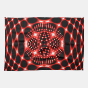 Neon red glob fractal tea towel