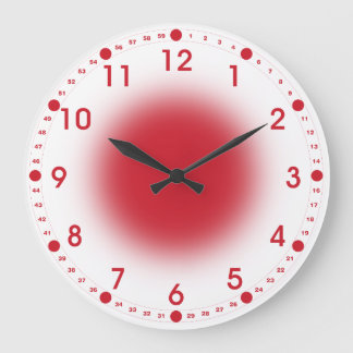 Neon Red on White Large Clock