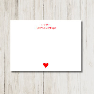 Neon Red Simple Heart Custom Name Wedding Card