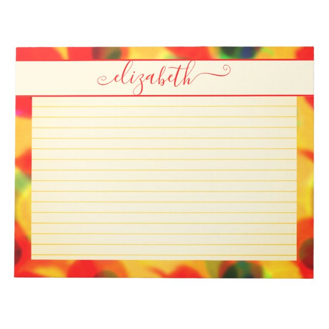 Neon Red & Yellow Abstract Watercolor Notepad (Front)