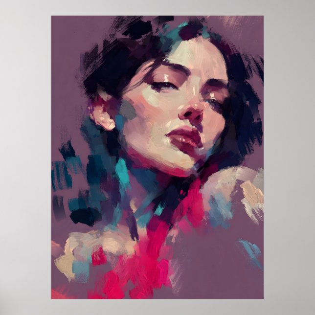Neon Reflections Abstract Portrait Poster (Front)