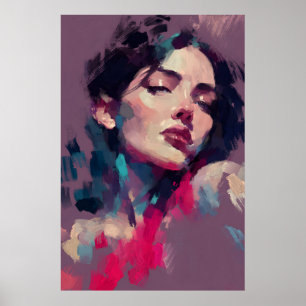 Neon Reflections Abstract Portrait Poster