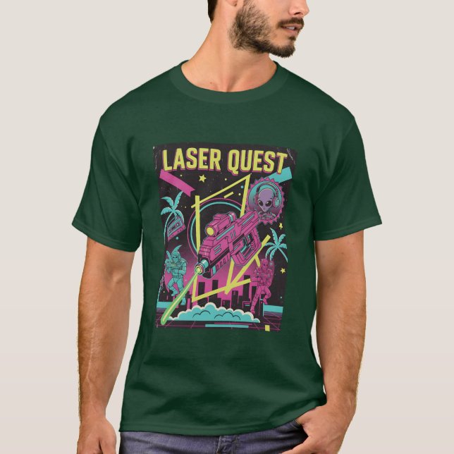 Neon Retro 90 Laser Space Battle gift T-Shirt (Front)