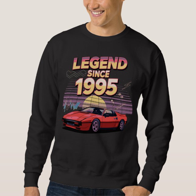 Neon Retro Car – Legend Since 1995 Sweatshirt (Front)