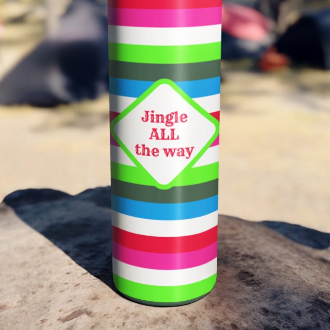 Neon Retro Christmas Stripe Customisable Thermal Tumbler (Creator Uploaded)