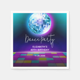Neon Retro Dance Disco Birthday Party Welcome Napkin