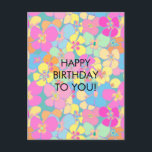 Neon Retro Floral Pink Birthday Holiday Postcard<br><div class="desc">Retro faux neon floral pattern. Pink,  orange,  mint,  blue,  yellow,  neon floral aesthetic.</div>