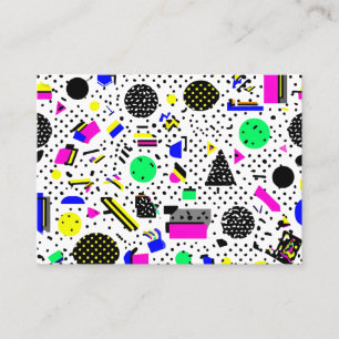 Neon Retro Memphis Geometric Chaos Pattern Business Card