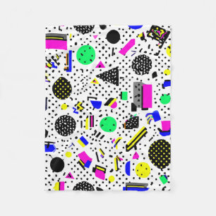 Neon Retro Memphis Geometric Chaos Pattern Fleece Blanket