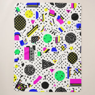 Neon Retro Memphis Geometric Chaos Pattern Sherpa Blanket