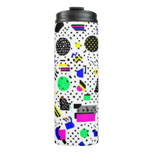 Neon Retro Memphis Geometric Chaos Pattern Thermal Tumbler