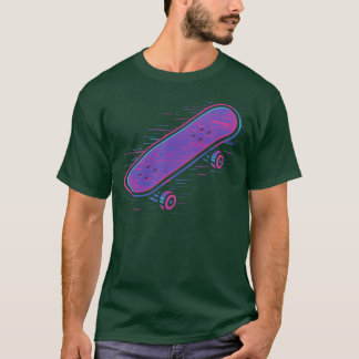 Neon Retro Skateboard Design gift T-Shirt