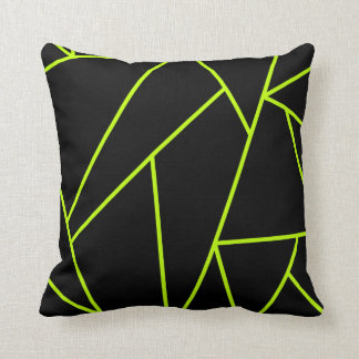 Neon Reversible Lime and Black Mosaic Style Cushion