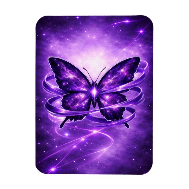 Neon Ribbon Butterfly Fridge Magnet (Vertical)