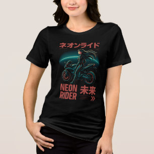 Neon Rider – Japanese Cyber Aesthetic Tri-Blend Shirt