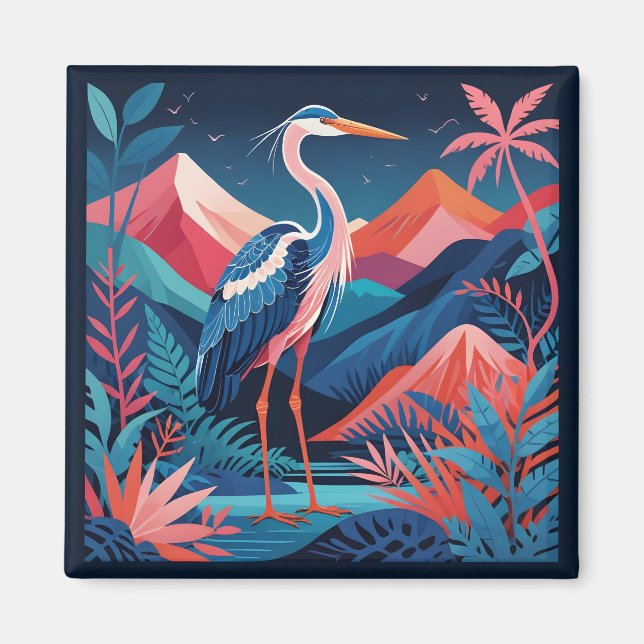 neon ridge heron magnet (Front)