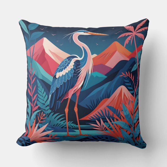 neon ridge heron pillow (Front)