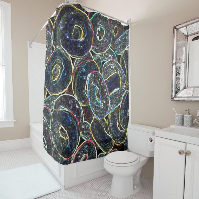 Neon Rings Shower Curtain (In Situ)