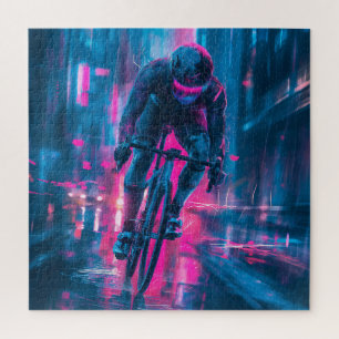 Neon Road Cyclist Jigsaw Puzzle