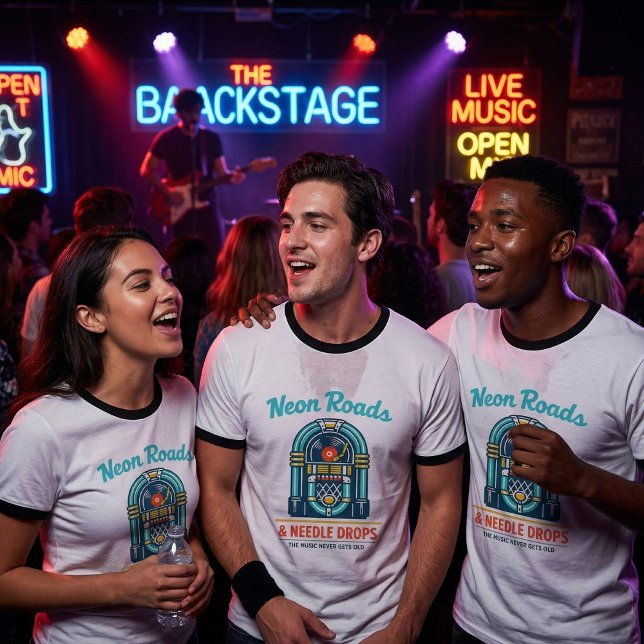 Neon Roads & Needle Drops T-Shirt (Creator Uploaded)