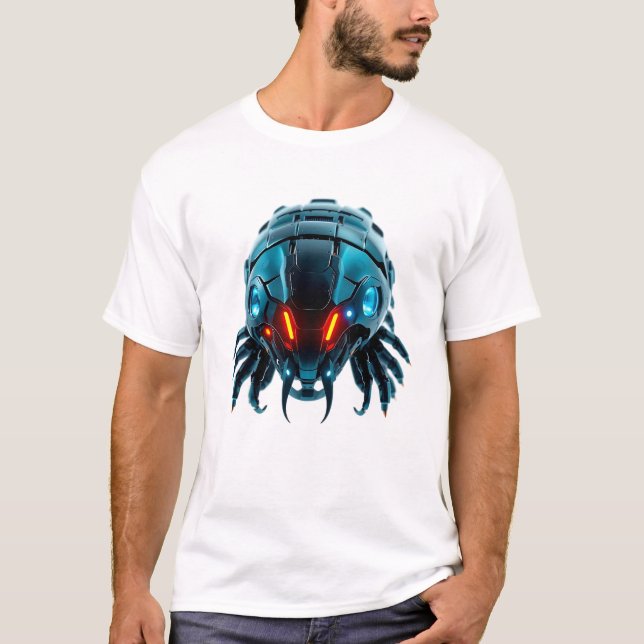 Neon Robotic Centipede Face T-Shirt (Front)