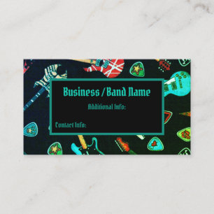 Neon Rock Guitar Musician Business Card