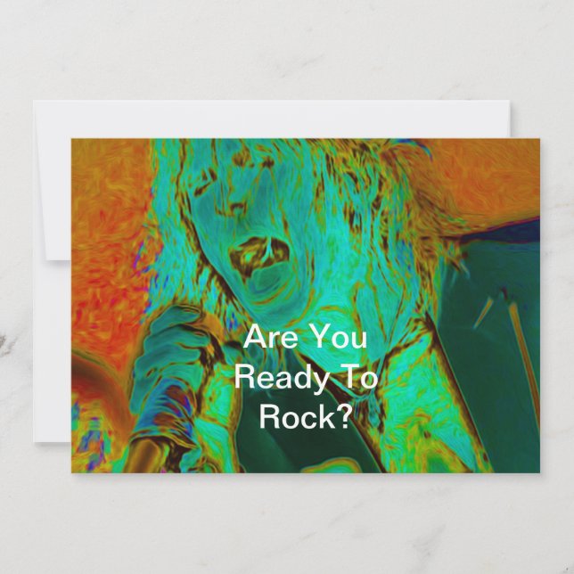 Neon Rock Singer Invitation (Front)