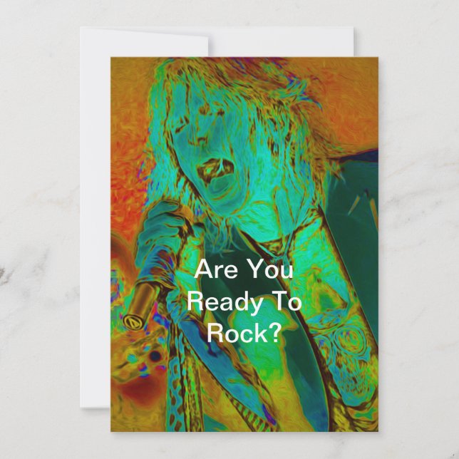 Neon Rock Singer Invitation (Front)