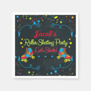 Neon Roller Skate Birthday Napkins