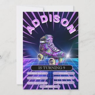 Neon Roller Skating Party Invitation