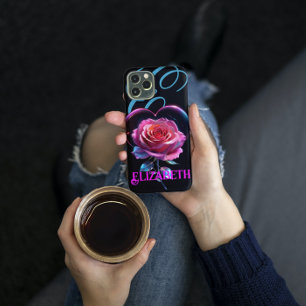 Neon Rose Cosmic Personalised Add Your Name iPhone 13 Pro Max Case