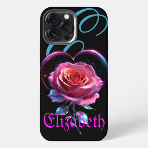 Neon Rose Cosmic Personalised Add Your Name iPhone 13 Pro Max Case