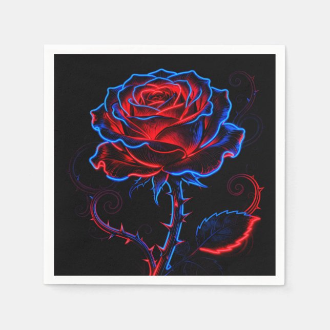 Neon Rose Paper Napkin (Front)