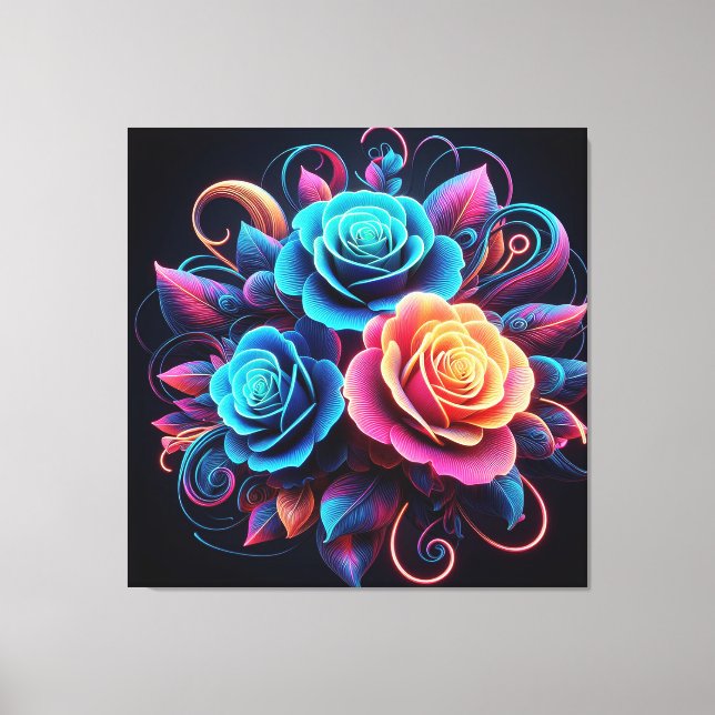 Neon Roses Canvas Print (Front)