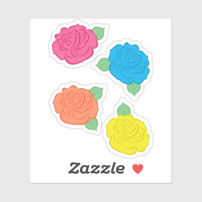 Neon Roses Contour Stickers (Sheet)