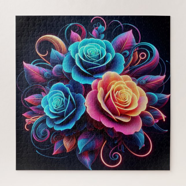Neon Roses Jigsaw Puzzle (Vertical)