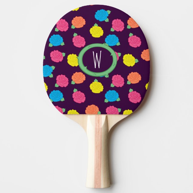 Neon Roses Ping Pong Paddle (Front)