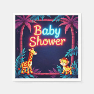 Neon Safari Baby Shower Napkins
