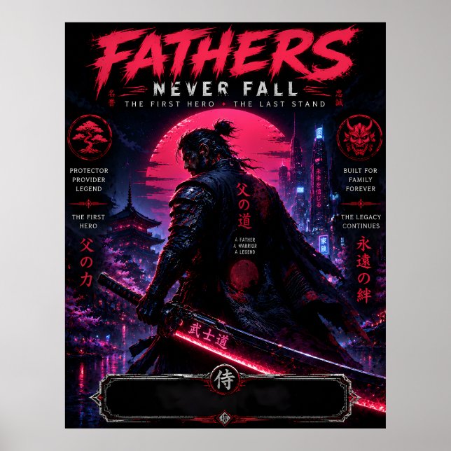 Neon Samurai Dad Poster (Front)