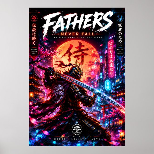 Neon Samurai Father Poster (Front)