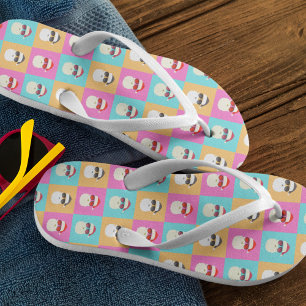 Neon Santa with Sunglasses Colourful Cool Pattern Kid's Jandals