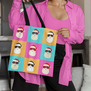 Neon Santa with Sunglasses Colourful Cool Pattern Tote Bag